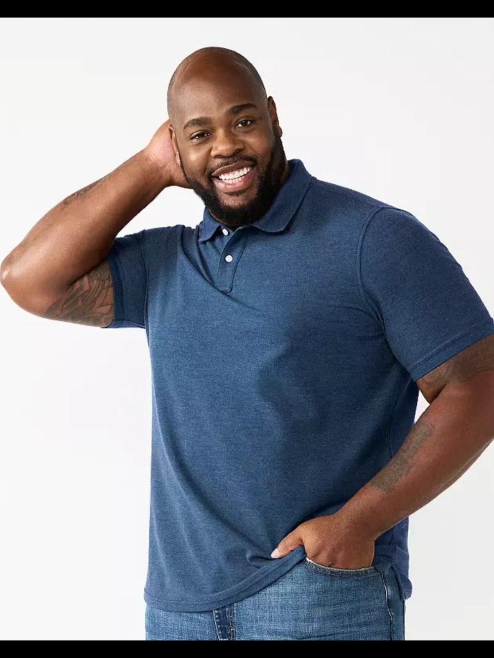 Sonoma Goods For Life Mens XXL Tall Short-Sleeve Polo Shirt in Sailor Blue